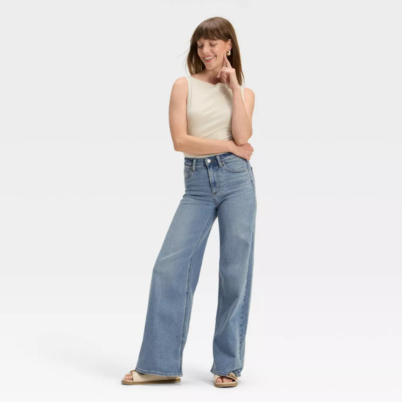 Universal Thread Denim - Universal Thread Womens High Rise Wide Leg Jeans Size 8 Medium Wash Denim